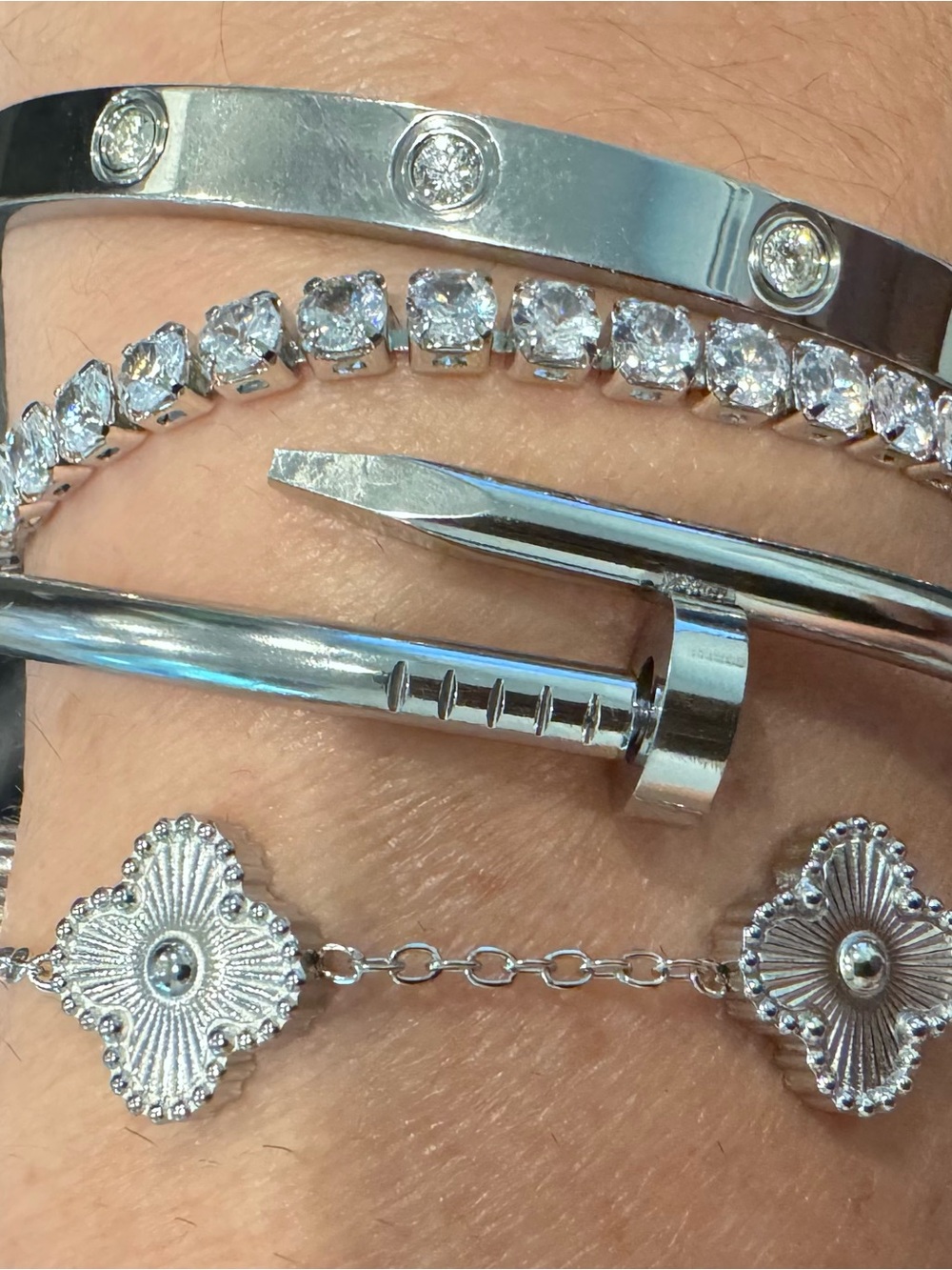 Sterling Silver Multi-Style Bracelet Set - Silver Women's Jewelry